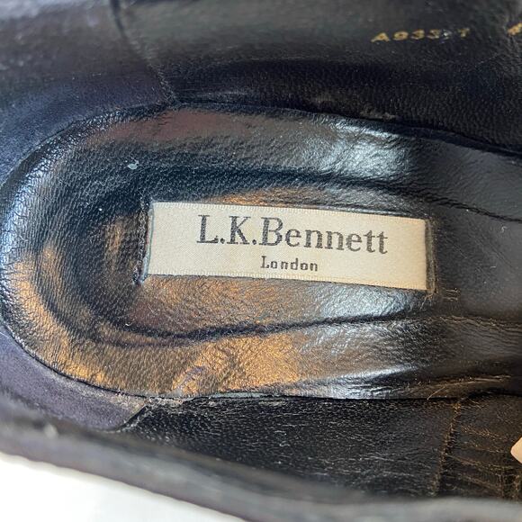 L.K. Bennet London Black Leather Platform Bootie Size 40 / US Size 10 - Picture 11 of 15